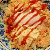 電子レンジで★オムライス風温玉ご飯